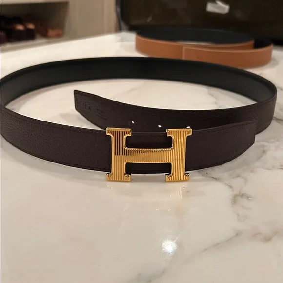 * HERMES* Gold H Belt Buckle